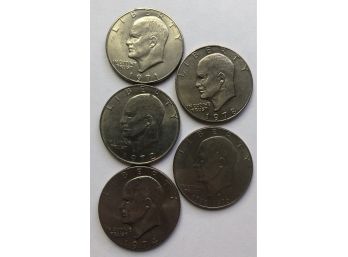 5 Ike Dollars 1971, 1972, 1974, 1978, Bicentennial