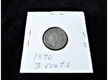 1870 U.S. 3 Cent Coin, Nickel