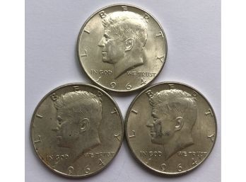 3 1964 Kennedy Half Dollars