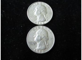 1964 P & D U. S. Washington Silver Quarters, 2 Coins, Lot 2