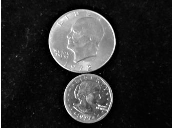 1972  U.S. Eisenhower Dollar & 1979 S.B. Anthony Dollar, Uncirculated