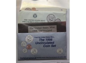 4 US Mint Uncirculated Coin Sets Dated 1989, 1992, 1996, 1998
