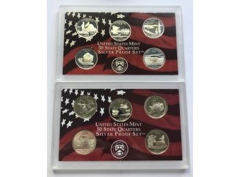 2004 And 2005 US Mint '50 State Quarters' Silver Proof Sets In Capsule Case