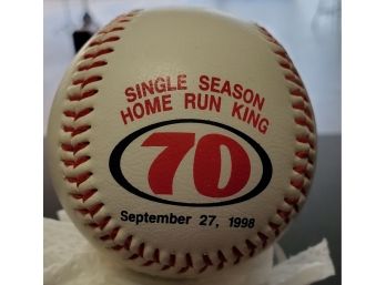 Mark McGwire Single Season Home Run King -70- September 27, 1998 Commemorative Souvenir Rawlings Baseball