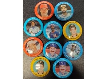 Ten 1984 Fun Foods MLB Players Full- Color Metal Pinbacks - 8 Different  2 Duplicates