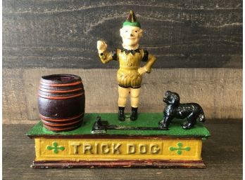 Trick Dog Vintage Cast Iron Coin Mechanical Toy Bank -1960s Issue