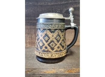 Absolutely Beautiful Ceramic German Beer Drinking Stein With Metal Lid -marked 600 & DGBM 85