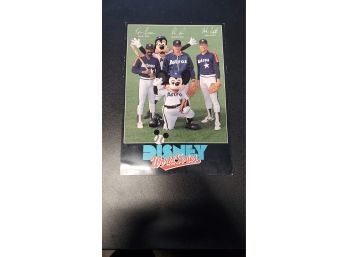 Walt Disney Parks Promo Color Card Of Houston Astros Kevin Bass, Nolan Ryan, & Mike Scott With Mickey & Goofy