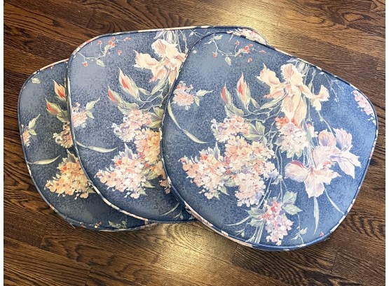 A Set Of 3 Floral Chair Cushions