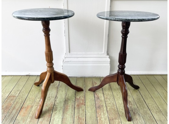 A Pair Of Marble Top Plant Stands