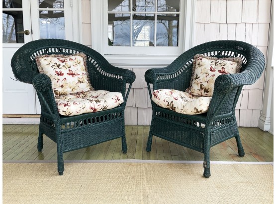 A Pair Of Vintage Wicker Arm Chairs