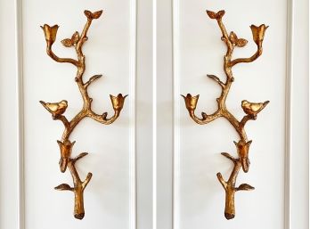 A Pair Of Gilt Twig For Wall Hangings