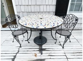 A Vintage Wrought Iron Table And Woodard 'Chantilly Rose' Chairs