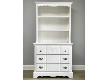 A White Painted Wood Chest Of Drawers And Hutch/Shelf Top