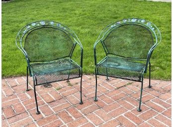 A Pair Of Vintage Wrought Iron Armchairs
