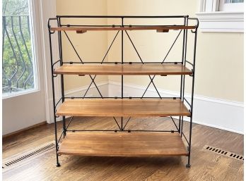 A Wrought Iron And Wood Etagere