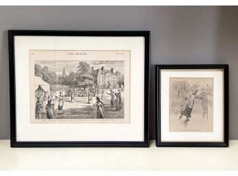 Antique Framed Sports Etchings