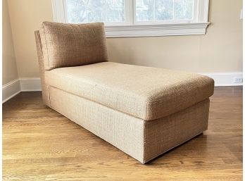 A Modern Chaise In Neutral Linen By Crate & Barrel