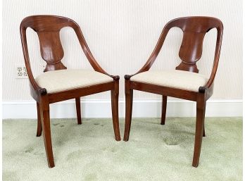 A Pair Of 19th Century French Mahogany Side Chairs In Neoclassical Style
