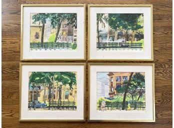 A Series Of 4 Vintage Watercolors By M. Auerbach