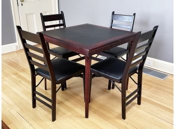 A Vintage Card Table And Set Of 4 Folding Chairs
