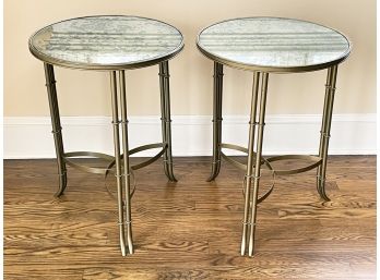 A Pair Of Brass And Smoked Glass Cocktail Tables
