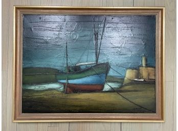 A Vintage Oil On Canvas, Nautical Scene By J. Voyer