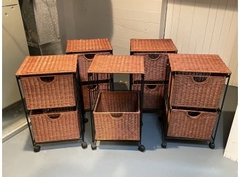 Wicker And Wrought Iron Drawer Units