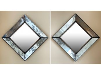 A Pair Of Vintage Smoked Glass Framed Mirrors