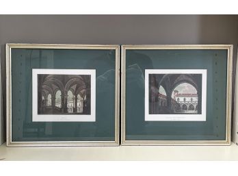 A Pair Of Framed European Lithographs