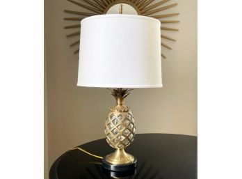 A Vintage Brass And Glass Pineapple Motif Lamp