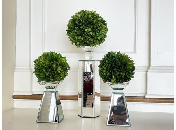 Glass And Faux Boxwood Decor