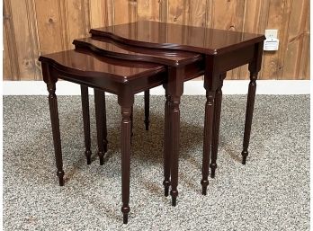 A Set Of 3 Cherry Wood Nesting Tables (AS IS)