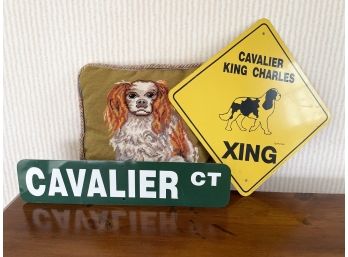 A Dog Pillow, And Signs