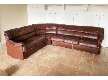A Vintage Modern Leather Sleeper Sectional