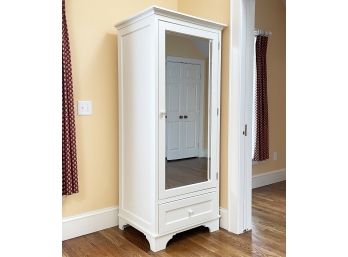 A Painted Wood Mirrored Wardrobe Cabinet By Pottery Barn