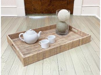 A Vintage Woven Tea Tray And Accessories