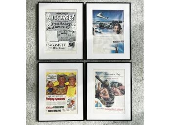 A Series Of 4 Framed Vintage Magazine Prints