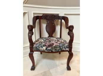 Incredible Turn Of The Century Antique Carved Figural Chair