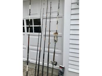Lot Of 6 High Quality Fishing Poles And Rod Holder