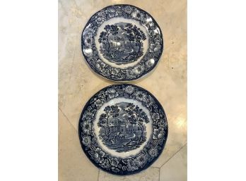 Pair Of Petite Staffordshire  Ironstone Liberty Blue Plates