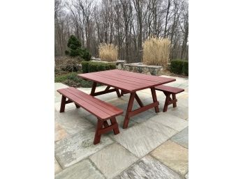 Well Made Picnic Table With Matching Benches