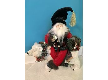 Large Decorative Santa On Polar Bear