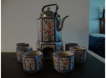 The Tuscany Collection Tea Warmer With Pot And 6 Cups
