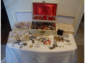 Huge Costume Jewelry Lot With Boxes