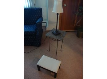 Small Lamp, Side Table, And Small Stool