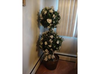 Faux Plant With White Flowers