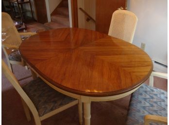 Dining Room Table With Four Chairs And Server With Faux Leather Top