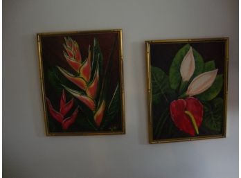 3 Flower Paintings By Yvonne Local Artist