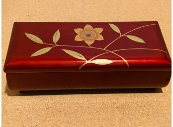 Lacquered Japanese Jewelry Box And Clock